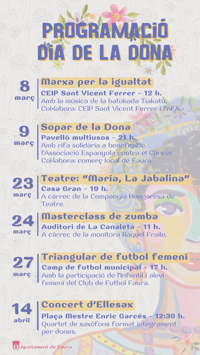 Ajuntament de Faura (@ajtfaura) on Twitter photo Programació amb motiu del #DiadelaDona 
#8M Programació amb motiu del #DiadelaDona 
#8M