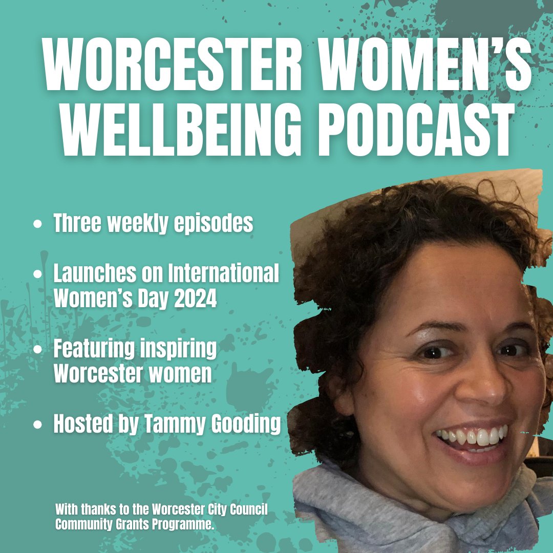 For #InternationalWomensDay we're celebrating women in Worcester. Starting on Friday, we're releasing three weekly podcasts, featuring inspiring local women talking about creativity and wellbeing, hosted by @TammyGooding. Big thanks to @myworcester Community Grants Programme!