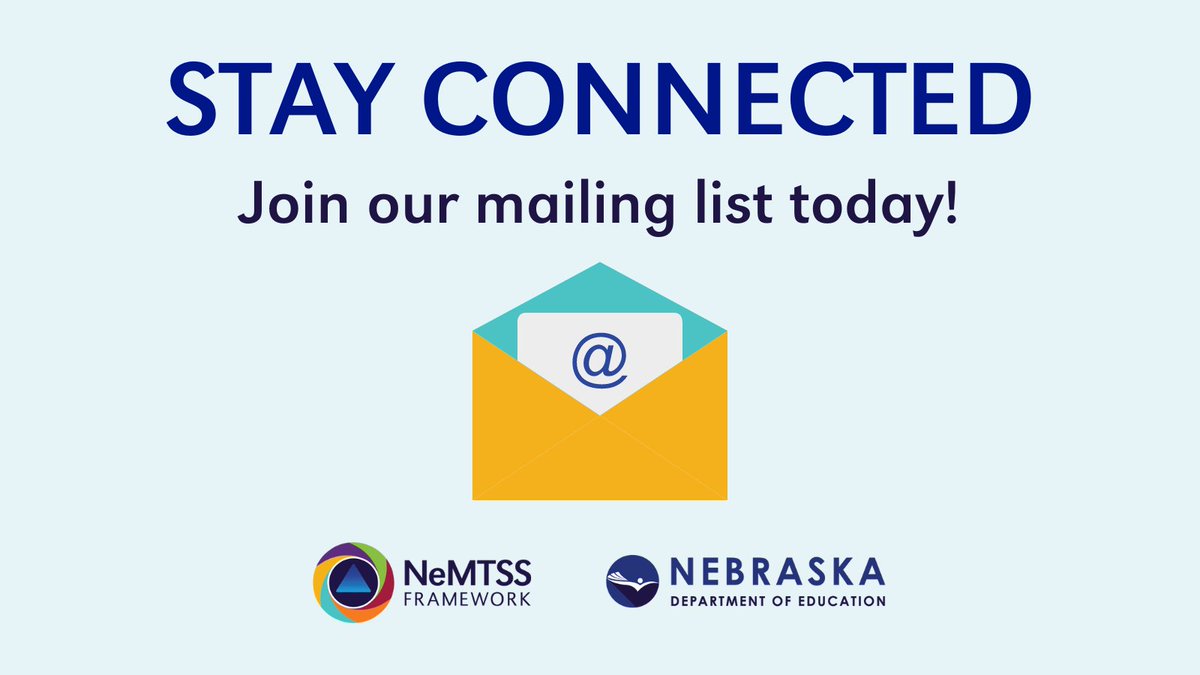 Stay connected with #NeMTSS! Join our mailing list for updates on events and other opportunities to enhance the implementation of a multi-tiered system of support in your school or district. 🔗 nemtss.unl.edu/contact-us/