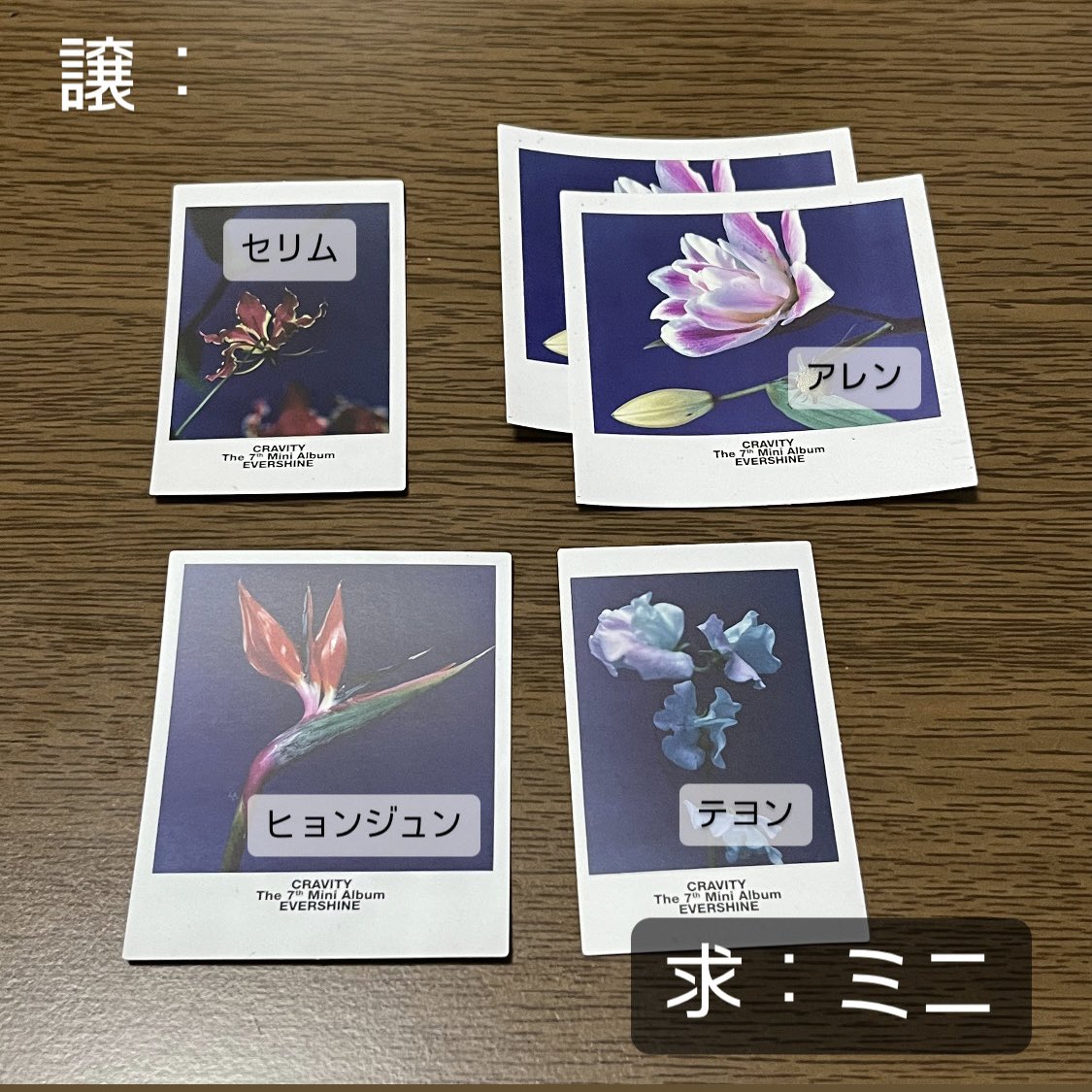 Uy5bQ_'s tweet photo. CRAVITY 交換
EVERSHINE DIGIPACK デジパ 
トレカ ユニットトレカ スタシ特典

【譲】 セリム、アレン、ジョンモ、ウビン、ウォンジン、ミニ、ヒョンジュン、テヨン、ソンミン
【求】 ヒョンジュン、ミニ

郵送希望📮まとめての交換◎
条件合う方はお気軽にお声掛けください🫶🏻

 #CRAVITY交換 https://t.co/VBG9dO3Xqt