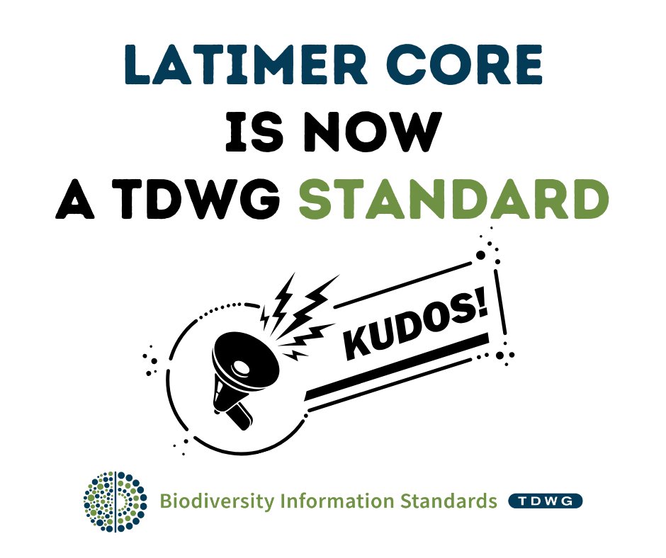 📢 After the public review period, the LATIMER CORE is now a @#TDWG Standard for describing collections.
👏 Congratulations to the <a href="/tdwg/">TDWG</a> Collections Descriptions Data Standard Task Group!
To know more about the Latimer Core
👉ltc.tdwg.org/index.html👈

#taxonomy #biodiversity