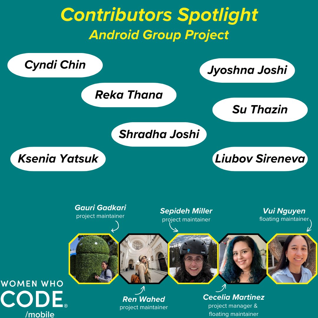 💜 Contributor appreciation 💜 ✨ Take a moment to celebrate all of our android group project contributors! #WWCode #WWCodeMobile #DEVCommunity #WomenInTech