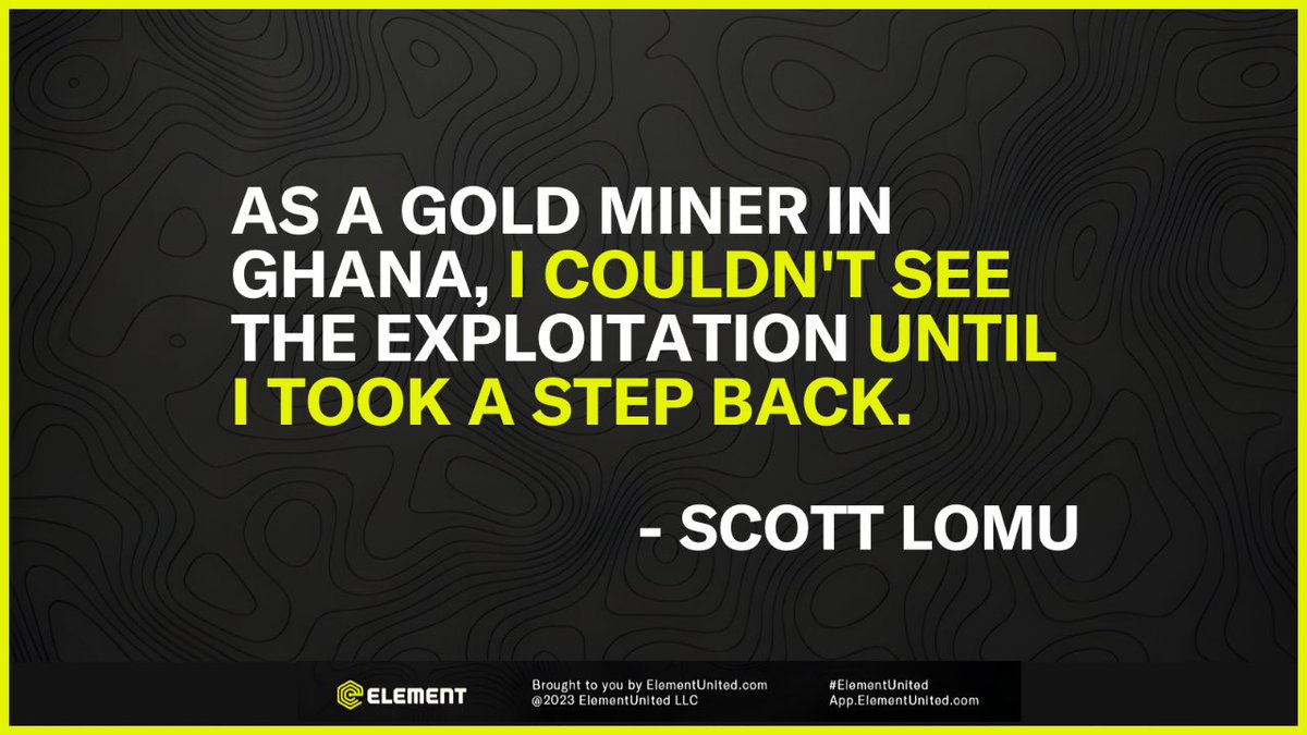 Scott Lomu discovered a harsh truth beneath the gold. Working as a gold miner in Ghana opened his eyes to the reality of exploitation. It took stepping back to see the full picture. Let's fight for fair mining practices. #FairMining To learn more, visit elementunited.com.