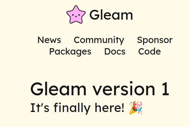 Gleam version 1!!!
#GleamLang
#WeBEAMtogether