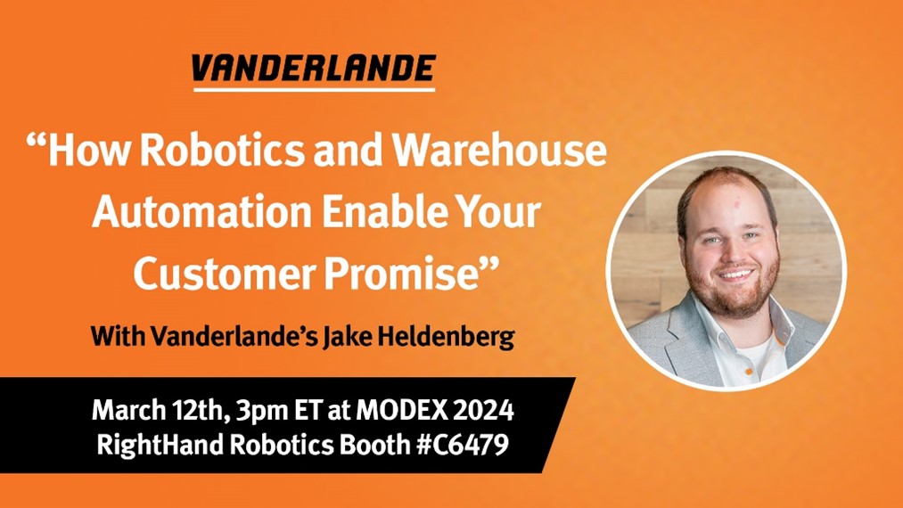 Want to learn the ROI for robotic piece picking? Don’t miss Jake Heldenberg’s Piece Talk in the RightHand Robotics Booth #C6479 at #MODEX2024 on Tuesday, March 12th at 3pm ET. Go to: vanderlande.com/us/event/modex… to find out more. Vanderlande is WAREHOUSING ANSWERED. 

#poweredbymhi