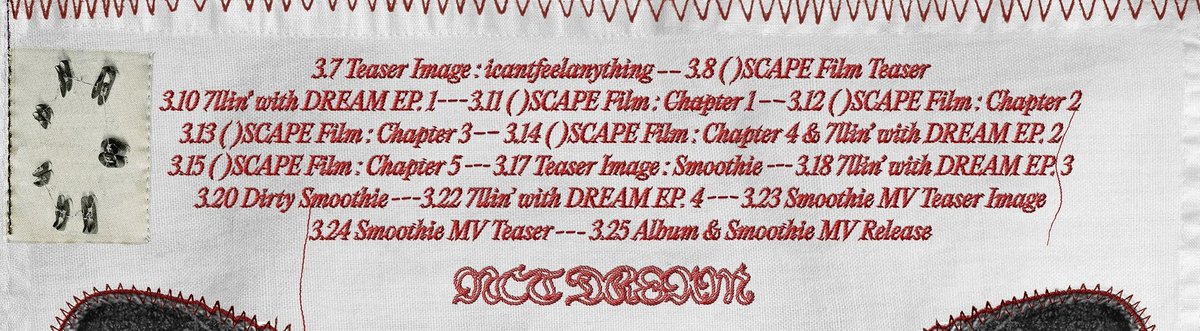i_zz25_u's tweet image. 3/7 티저 이미지 - i cant feel anything
3/8 ()scape 필름 티저
3/10 칠린 윗 드림 1편
3/11-15 ()scape 필름 1-5편
3/14 칠린 윗 드림 4편
3/17 티저 이미지 - smoothie
3/18 칠린 윗 드림 3편
3/20 더티 스무디
3/22 칠린 윗 드림 4편
3/23 스무디 뮤비 티저 이미지
3/24 스무디뮤비 티저
3/25 발매