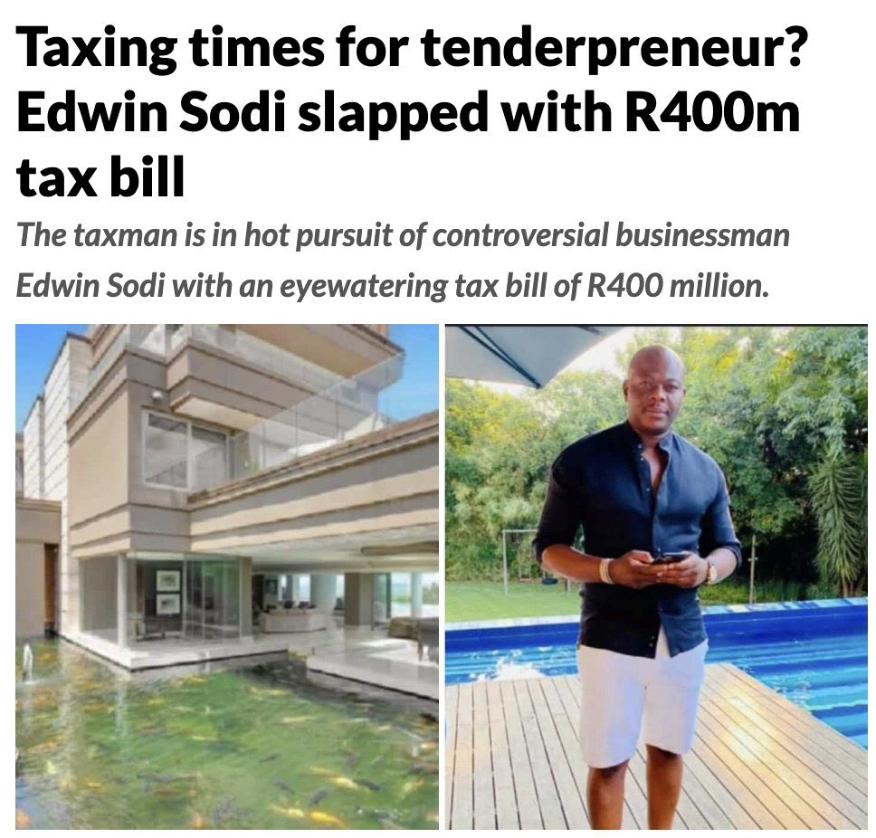 I don’t understand how this happens. If you’ve ever been late to file a tax return,  SARS will literally hunt you down if you owe them more than R1 but Edwin Sodi can run up a R400 million tax bill? How does that happen unchecked?