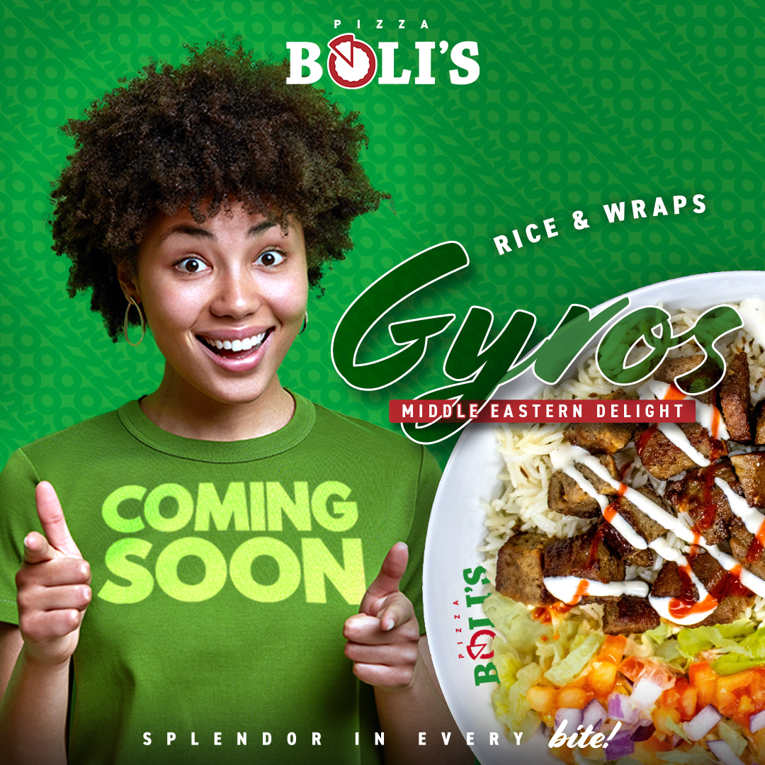 PizzaBolis's tweet image. Exciting News from Pizza Boli&apos;s! Since 1985, we&apos;ve been delivering delicious pies to your door. Now, introducing our all-new Middle Eastern Cuisine menu! Indulge in savory delights like Gyro over Rice, Falafel Wrap, and more.  #PizzaBolis #MiddleEasternCuisine