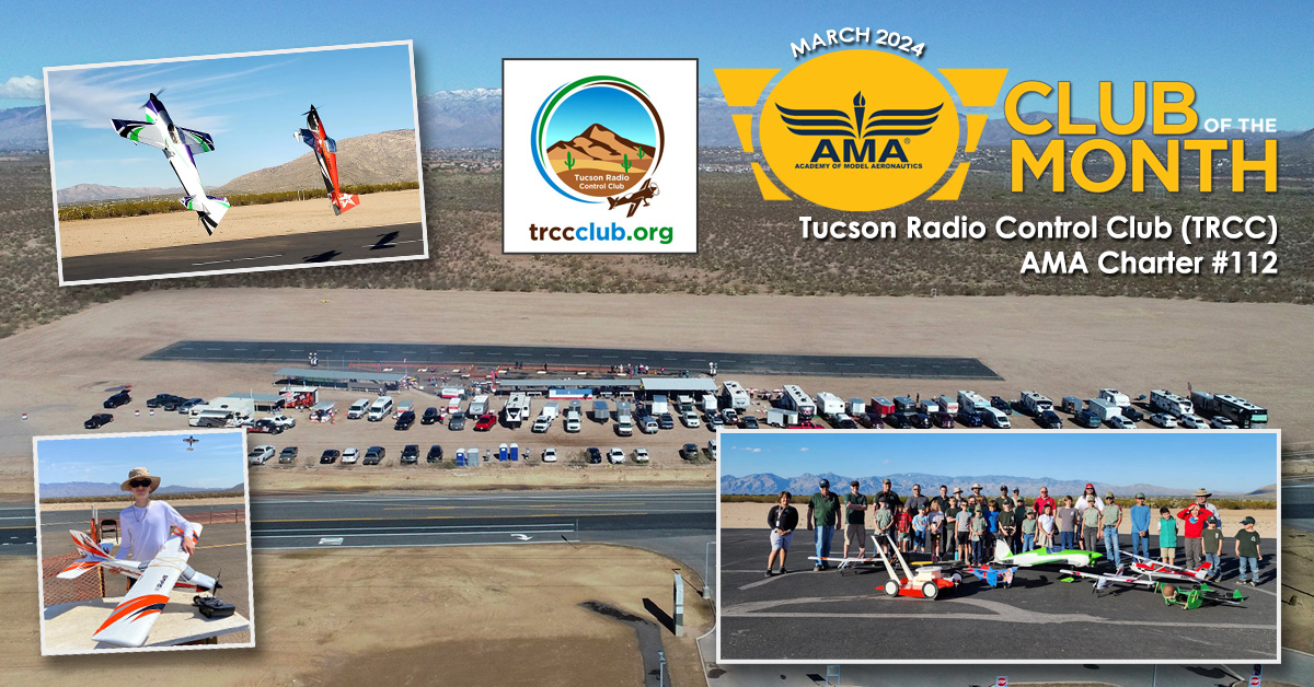 The Tucson Radio Control Club (TRCC) #221 has been in the Tucson, Arizona area since the early 1970's and is the 12th AMA club to be chartered. The club boasts over 100 members, including over 25 youth members.

loom.ly/vpdxlQg

#IFlyAMA #ModelAviation #AMAClub