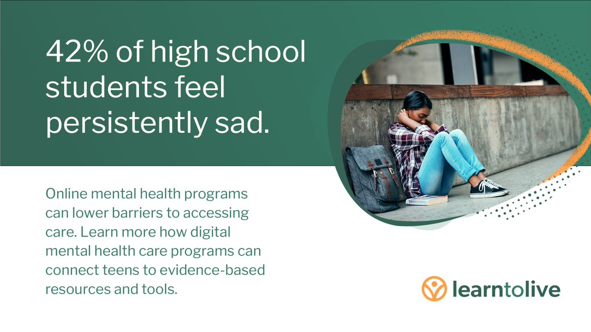 In 2021 the CDC reported that 42% of high school students felt persistently sad or hopeless and 22% of students seriously considered attempting suicide. It's never been more important to connect young people with mental health support. bit.ly/48sldd2