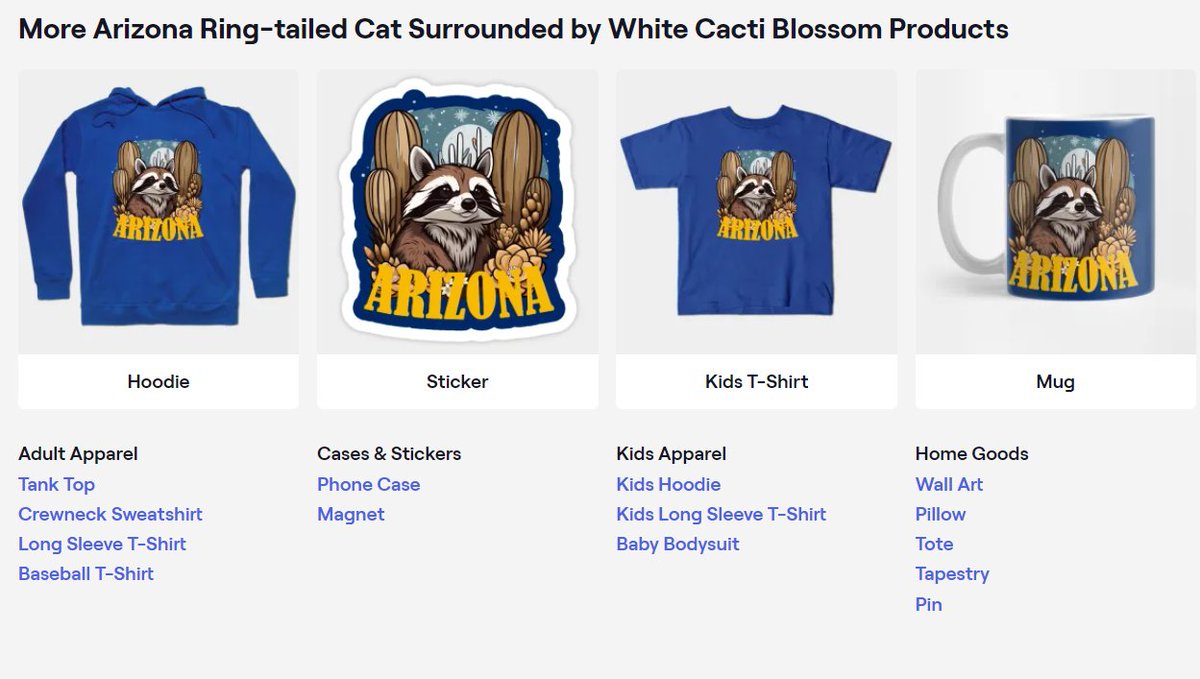TaicheTees's tweet photo. Arizona Ring-tailed Cat Surrounded by White Cacti Blossom - Arizona State - #TShirt #teepublic taiche #arizona #phoenix #az #scottsdale #NationalArizonaDay #June21 #travel #arizonaday #Ringtail #wildlife #CartoonArt #cute https://t.co/oyJBCLH7GF https://t.co/rRIkkuV4PS