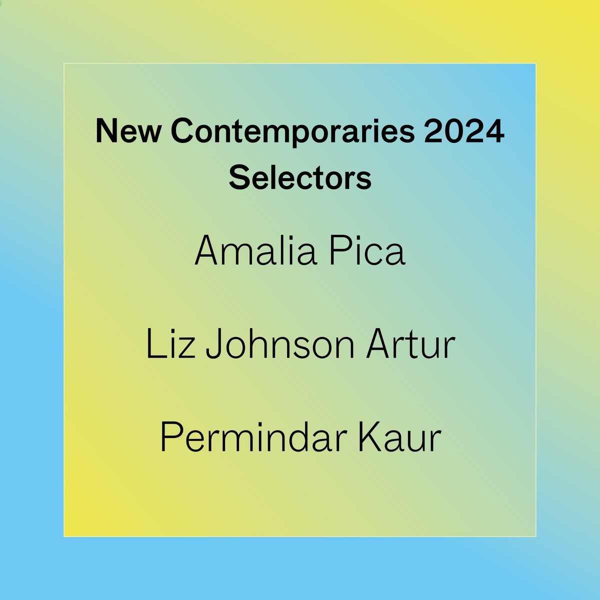 📣 We are excited to announce that the New Contemporaries 2024 Selectors are internationally renowned artists: Amalia Pica, Liz Johnson Artur and Permindar Kaur⁠.

Submit your work before 25th March!
newcontemporaries.org.uk/submissions

#NC24 #ArtistOpportunities #OpenCall