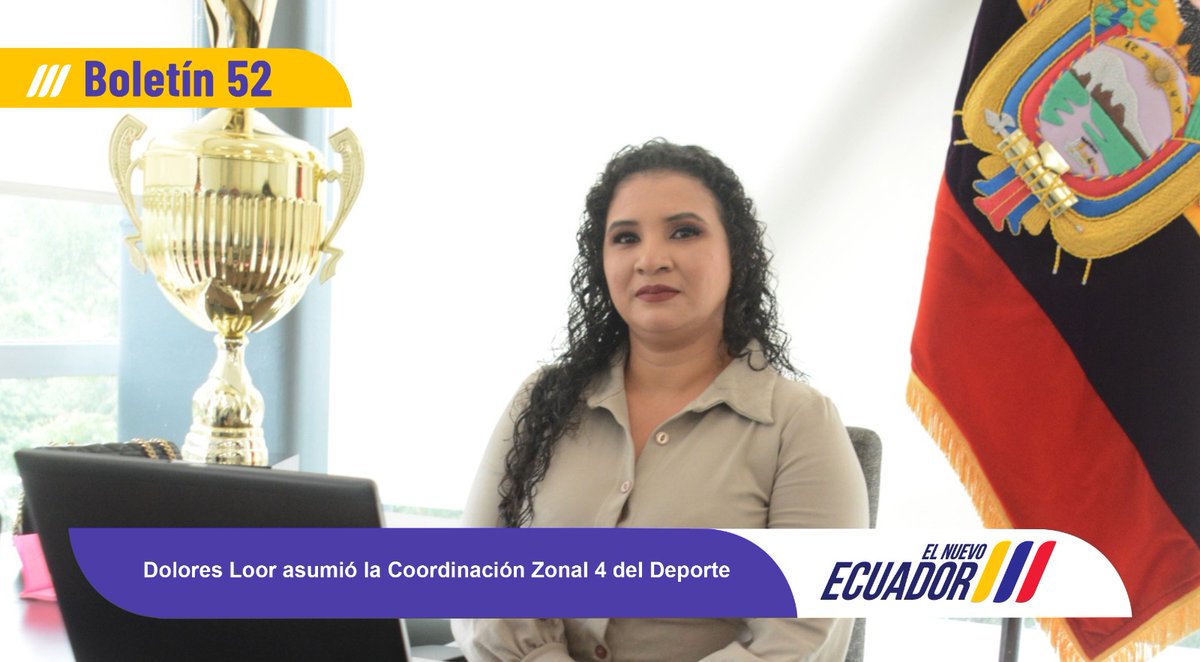 DeporteEc's tweet photo. [BOLETÍN]

Dolores Loor asumió la Coordinación Zonal  @DeporteCZ4  del Ministerio del @DeporteEC. 🇪🇨

Conoce más aquí: ➡️https://t.co/QWgEsaLM54

#ElNuevoEcuador https://t.co/ifPs5TXkR2