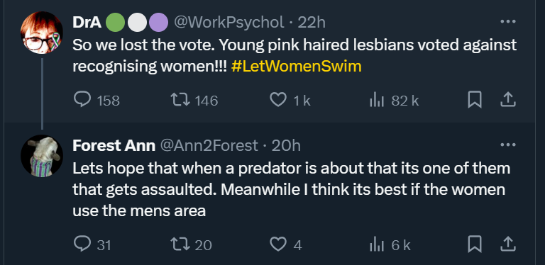MillieCheesey's tweet photo. Terfs: "Let women speak!"

Women: *literally just speak*

Terfs: "Yer all fuckin lezzas, hope you get assaulted." https://t.co/Mv4auAx3Hc