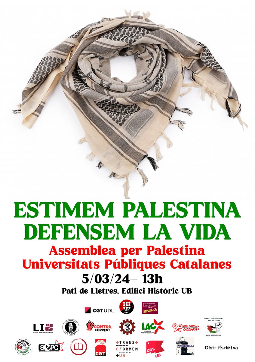 Amb fermesa! Demà Palestina I fins que s'aturi el genocidi i es faci justícia!