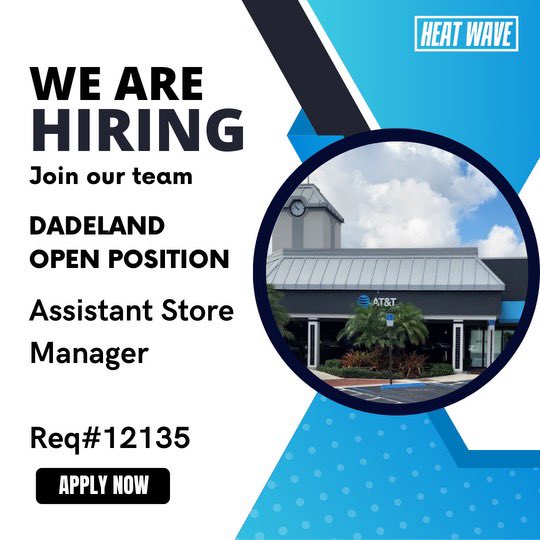 🚀 Lead with us at Dadeland Point! Seeking a Bilingual Assistant Store Manager who’s all about innovation and inspiration in retail leadership. 🎉 Excited to meet our future game-changers! ⭐️ 

📍 Location: Dadeland Point
📌 Position: R-12135  

 #HeatWave #TeamFuego #OneFLA