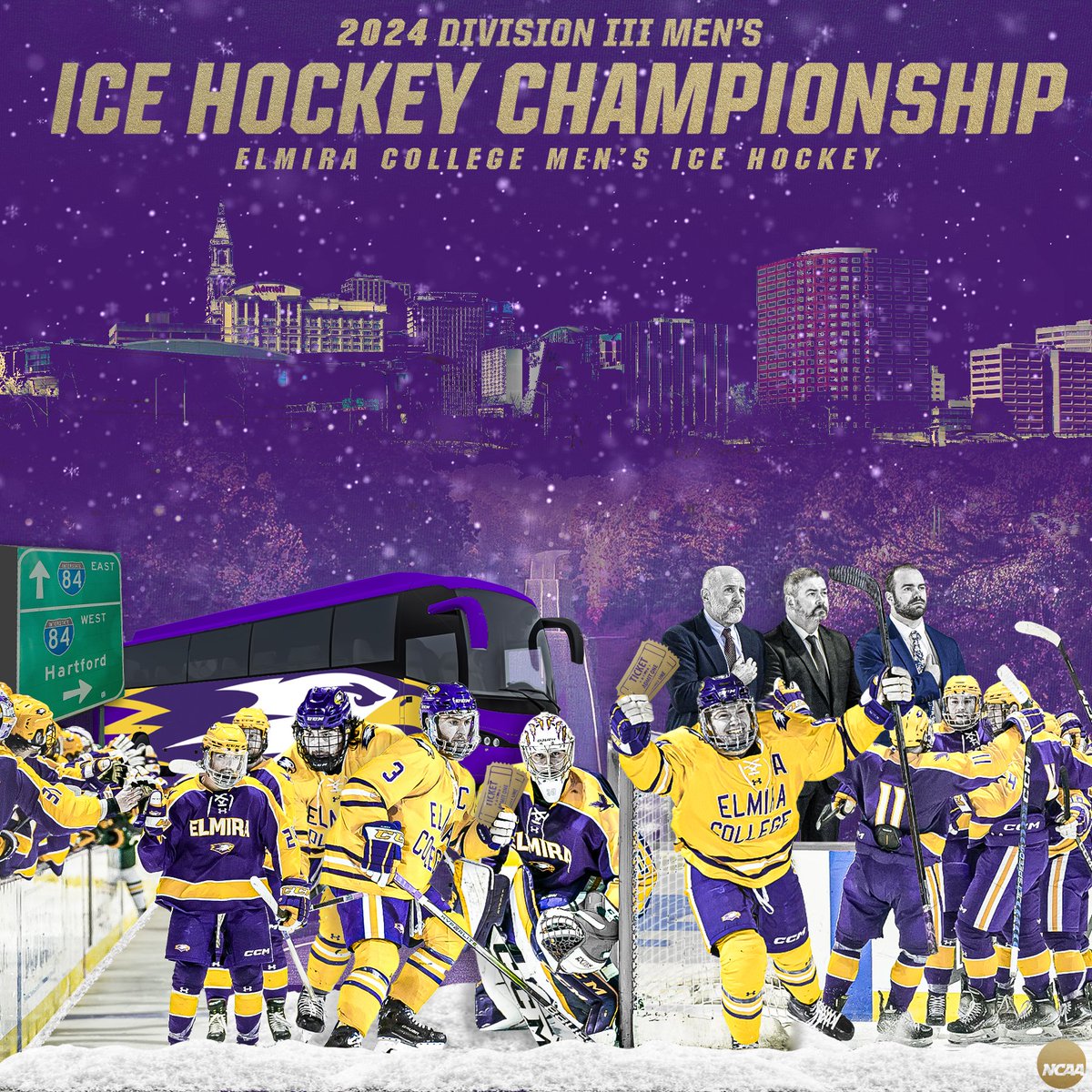 ECSoaringEagles's tweet photo. WE'RE GOING DANCING and the the Road to Hartford begins at HOME! @ElmiraMHKY will host Endicott this Saturday at The Domes, Elmira's first home @NCAADIII Tournament game since 2010! 🏒

#TogetherWeFly #FightOn4EC #ElmiraProud https://t.co/oa1Su0E1gf