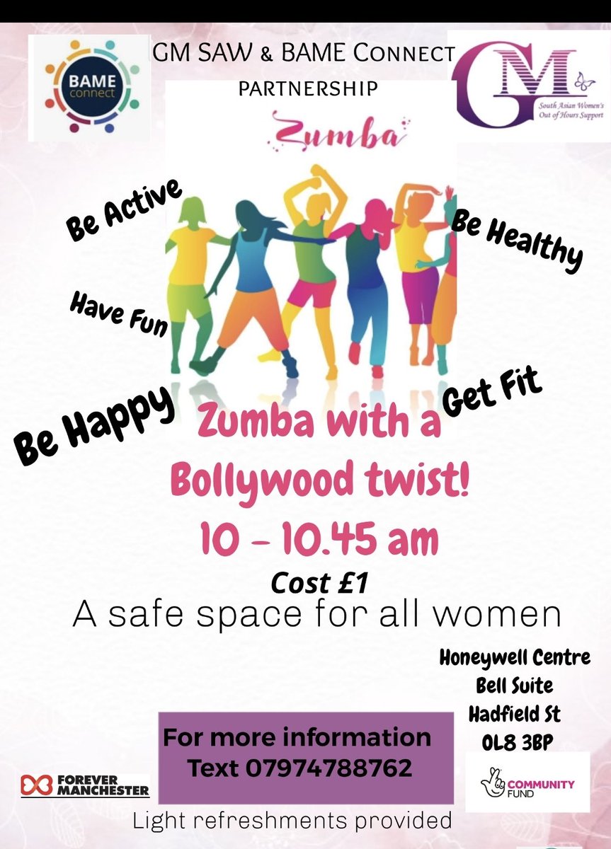 Get fit &amp; Connect in partnership with <a href="/GMSAW2021/">Gmsaw CIO</a> Great zumba workout with a mixture of Bollywood &amp; pop 💃🏽 🕺 #MondayMotivation #improvingphysicalhealth 
<a href="/WeActTogether/">Action Together</a> <a href="/BBCCiN/">BBC Children in Need</a> <a href="/community_oak/">OAKCommunityDevelopment</a> <a href="/OldhamCouncil/">Oldham Council</a>