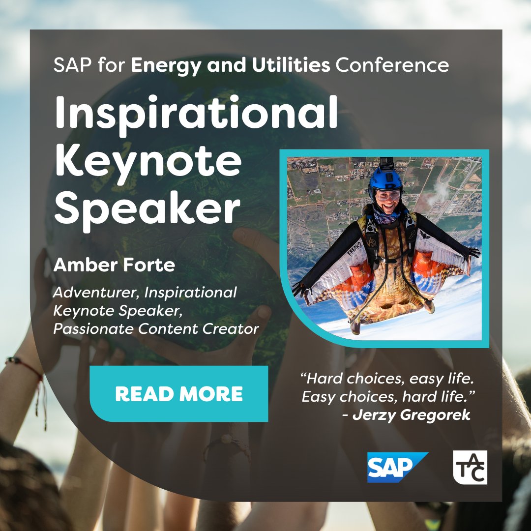 📢Introducing Amber Forte, an adventurer, keynote speaker, &amp; content creator who will be joining us in Seville this April. Don't miss the chance to meet Amber at the Businesswomen's Network Lunch➡️ bit.ly/48UCagI #sapenergy #saputilities