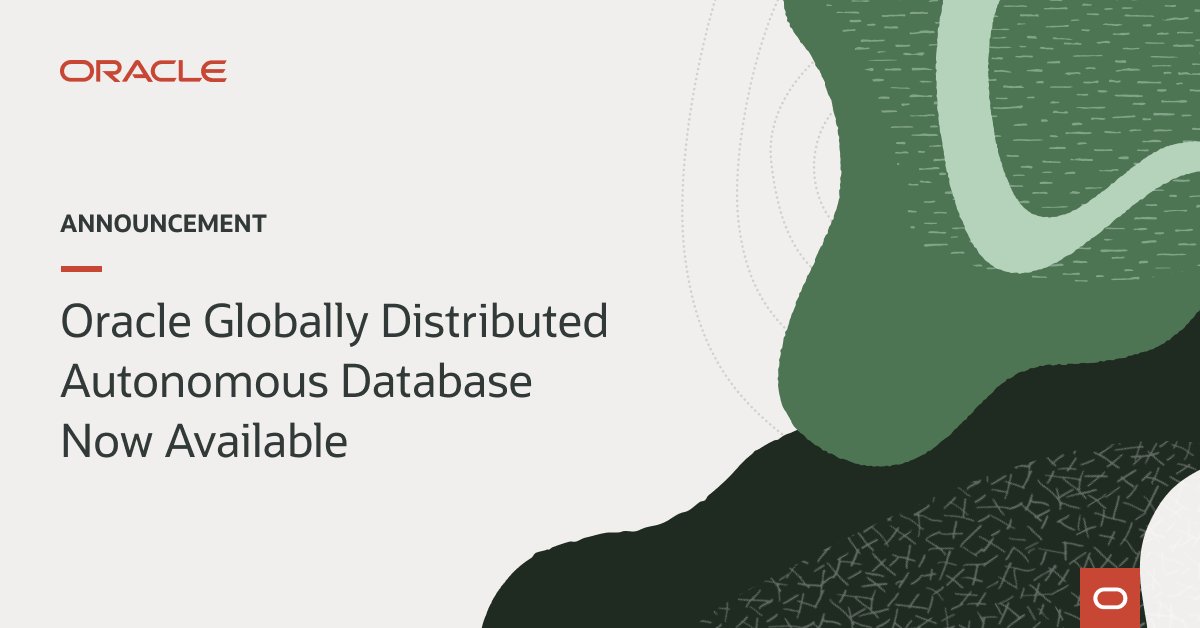 Find out how you can more easily address data sovereignty requirements and achieve the highest possible scale and availability with <a href="/Oracle/">Oracle</a> Globally Distributed #AutonomousDatabase in #OCI. Read the press release. social.ora.cl/6018XjgNr