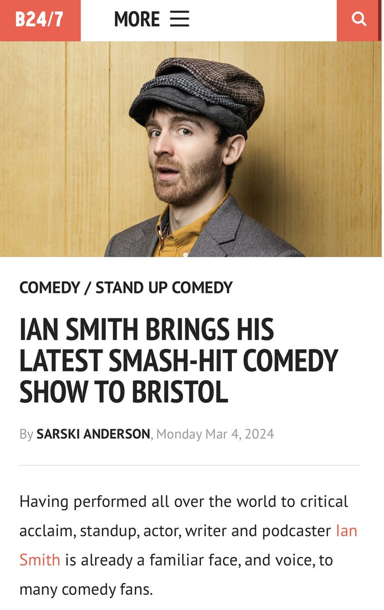 Great to see @Iansmithcomedy in @bristol247 - catch him @AlmaBristol on March 28 at 8pm @ChuckleBusters bristol247.com/culture/comedy…