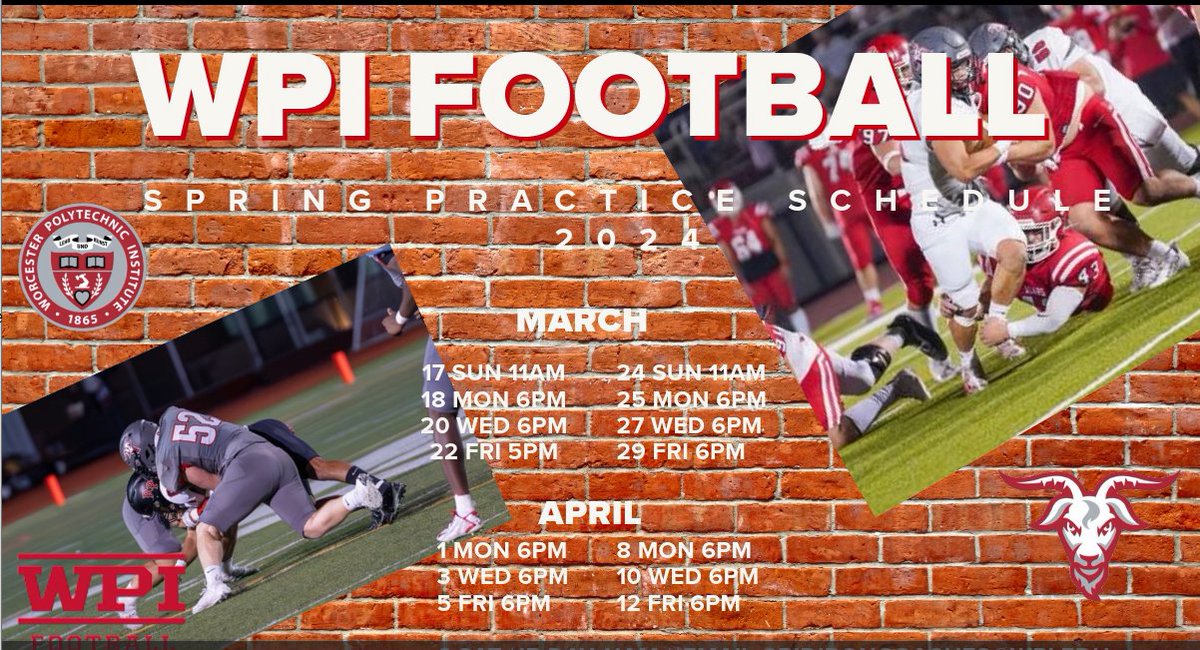 Come watch the @WPIFootball Engineers this SPRING / Jr Day April 6 / Sign-Up HERE docs.google.com/forms/d/e/1FAI…