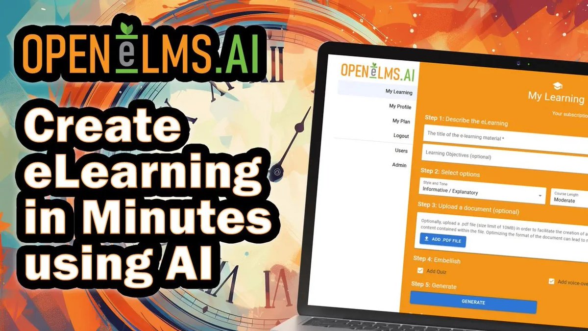 Create eLearning now for free using AI - see the video - it takes minutes and produces professional standard eLearning. Have a go yourself for 7 days. youtu.be/cZN81bt3_U4
#AIEdtech #ArtificialIntelligence #eLearning #AI #openelms.ai #openelms #openelms_ai