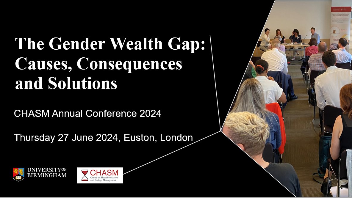 We are pleased to announce that this year's CHASM Annual Conference will be held on Thursday 27th June! ‘The Gender Wealth Gap: Causes, Consequences and Solutions’ birmingham.ac.uk/research/chasm… @CoSS_Birmingham @CarlPackman @_louiseoverton @OzlemYoung @EllieKSuh @FuziKristian