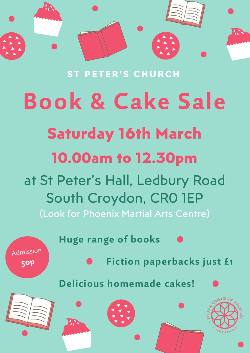 StP_Croydon's tweet photo. Our first fundraising sale of 2024 is just 2 weeks away. Please come, all welcome,  100s of books for sale with homemade cakes too! #SouthCroydon https://t.co/sNmzo7bJp3