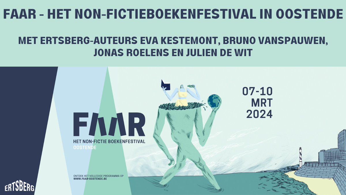 🪼 FAAR is een nieuw non-fictie boekenfestival in Oostende waar de belangrijkste schrijvers van vandaag en de denkers van morgen een podium krijgen

🦭 Uiteraard kan Ertsberg hier niet ontbreken.
Het volledige programma vindt u hier:
faar-oostende.be/activiteiten