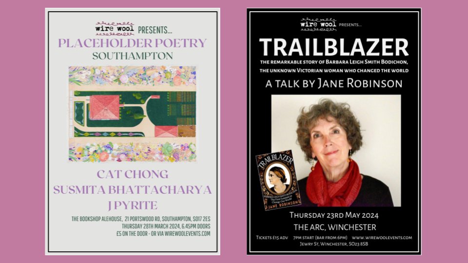 🤩2 fab shows for you Thur 28 Mar PERFORMANCE #poetry @Susmitatweets J Pyrite at @BookshpAlehouse #Southampton Thur 23 May #FEMINIST #HISTORY Trailblazer - Barbara Leigh Smith Bodichon with @janerobinson00 at @ArcWinchester wirewoolevents.com