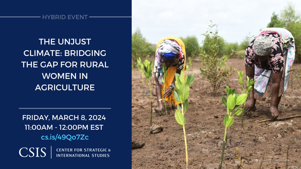 FAONorthAmerica's tweet photo. 🗓️March 8

Join @FAO’s @MaximoTorero, @LM_Phillips, Nicholas Sitko to discuss the unequal impacts of #ClimateChange on rural women in agriculture &amp; the policies needed to address them.

🗣️Keynote address by @USDA Deputy Secretary Xochitl Torres Small. 

👉https://t.co/Chq5alzEnX https://t.co/7YPwJzn54V