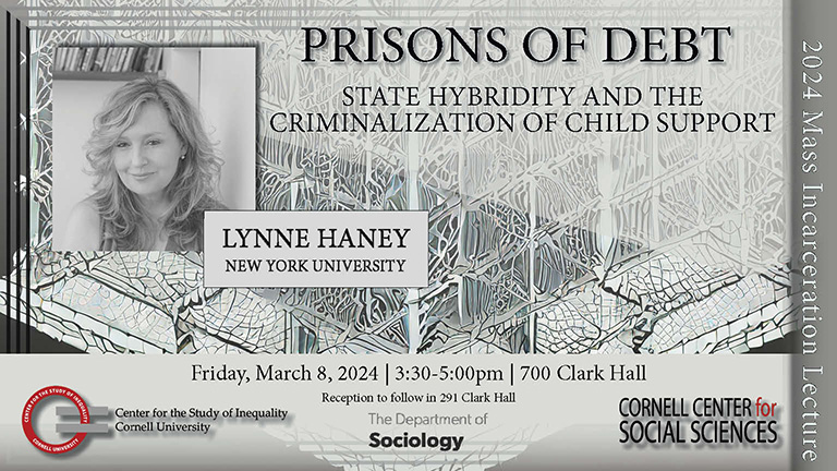 Lynne Haney (Prof @NYUSociology) will speak on her book Prisons of Debt as part of joint @CornellCCSS @InequalityCU speaker series. All in @Cornell community welcome! 3:30pm, Friday March 8, 700 Clark Hall. Reception to follow! @CornellSoc @CornellBPP @CornellCAS