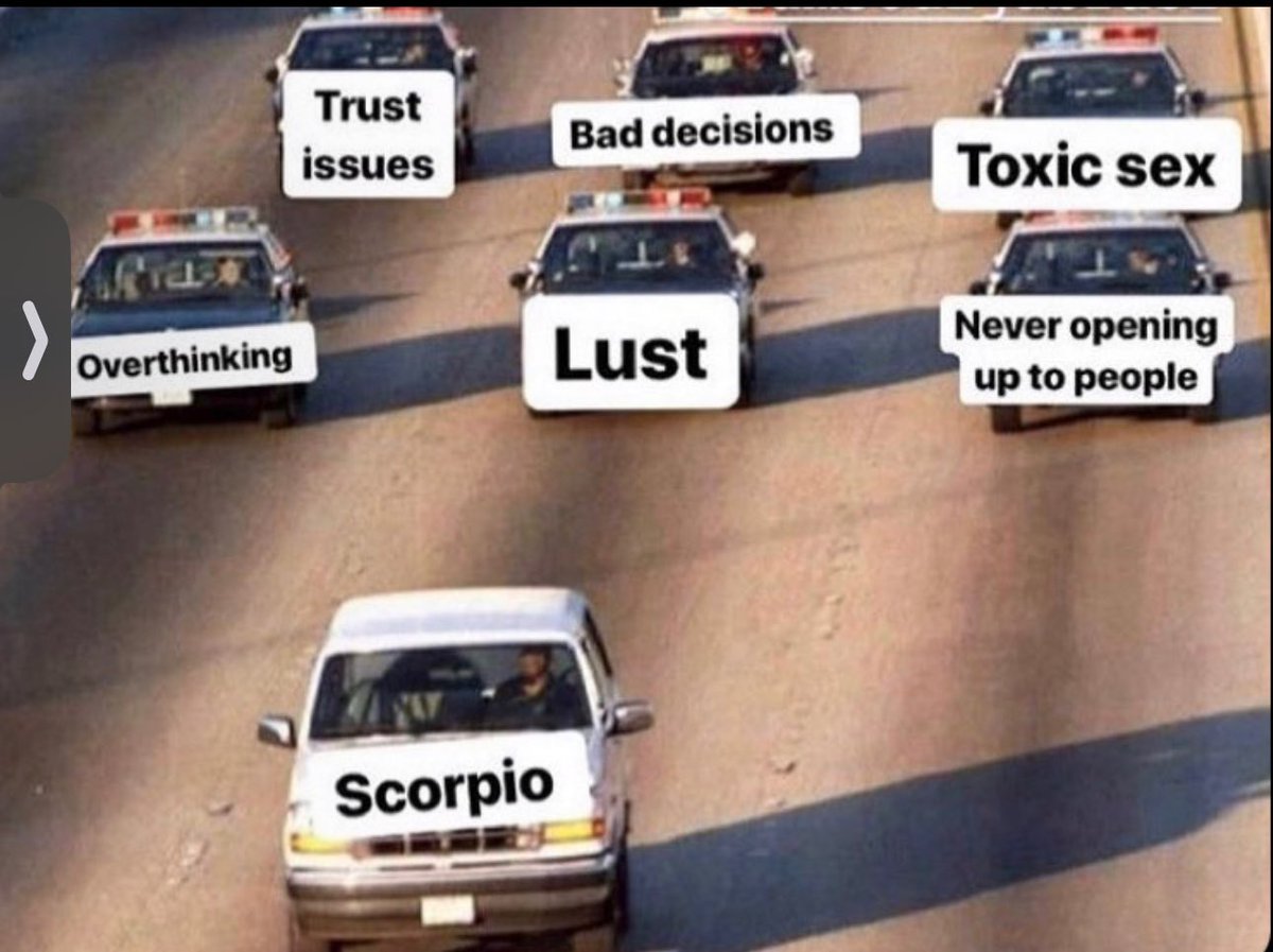 Scorpios be like 🚗 🚓🚓🚓