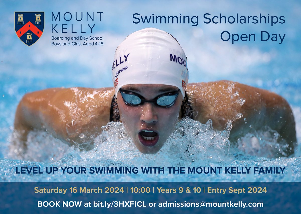 Swimming Scholarships Open Day Saturday 16 March 2024 | 10:00 Years 9 and 10 for Entry in September 2024  Level up your swimming with the Mount Kelly family! Swim - Lunch - Tour - Gym   Book at bit.ly/3HXFICL
#SwimmingScholarships #MountKelly #MountKellySwimming #Devon