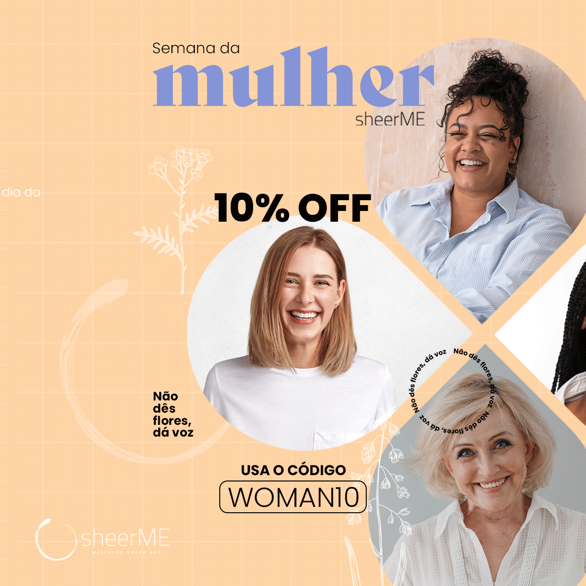 Junta-te à sheerME neste semana da mulher e vem celebrar connosco o que é ser mulher💗

De 4 a 8 de março, marca com 10% OFF com o código WOMAN10 em mais de 150 mil serviços🤩

👉🏻 sheerme.com/collection/esp…

Não percas esta oportunidade💙