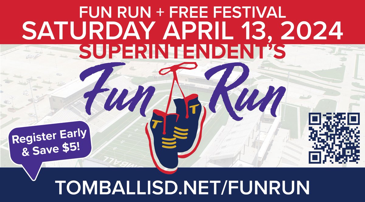 A fun-filled day is planned for Saturday, April 13. Are you signed up for the Superintendent's Fun Run? Sign up today! #DestinationExcellence Details on the day: runsignup.com/Race/TX/Tombal…