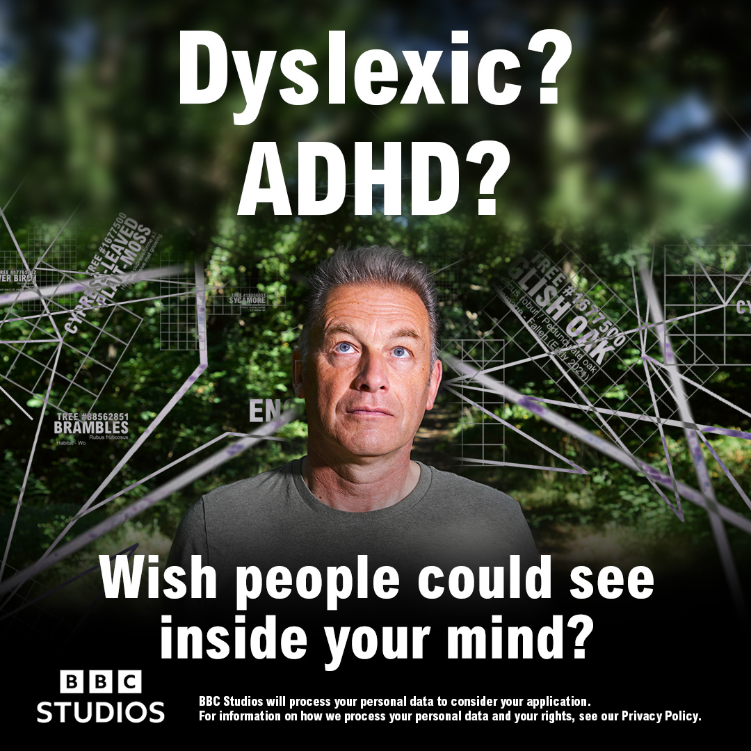 Chris Packham’s Inside Our Minds is back. He is looking for people with ADHD or dyslexia to take part in a new BBC Two series. For more info and to APPLY... bbc.castitreach.com/a/bbciom/iom/w… Privacy Policy: bbc.castitreach.com/a/bbciom/iom/p…