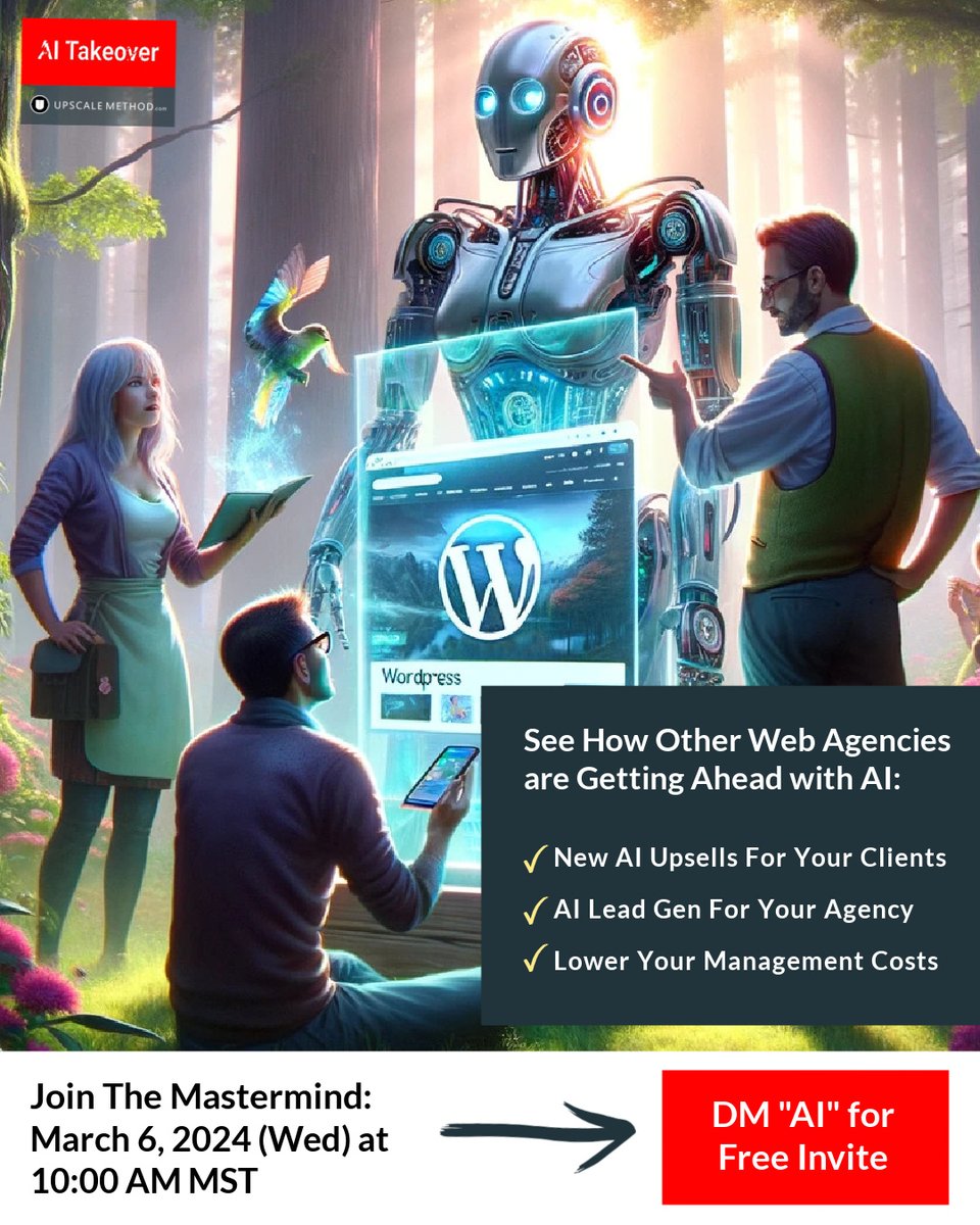UpscaleMethod's tweet image. 🟩ATTN WEB AGENCY OWNERS: We&apos;re learning new ways to save time, add value to clients and use AI to simplify our agencies, so if you want a free invite to the next one, join our group here:😊
👉 fb.com/groups/upscale…

#webdesignleads #webdesignagency #webdesign #webdeveloper