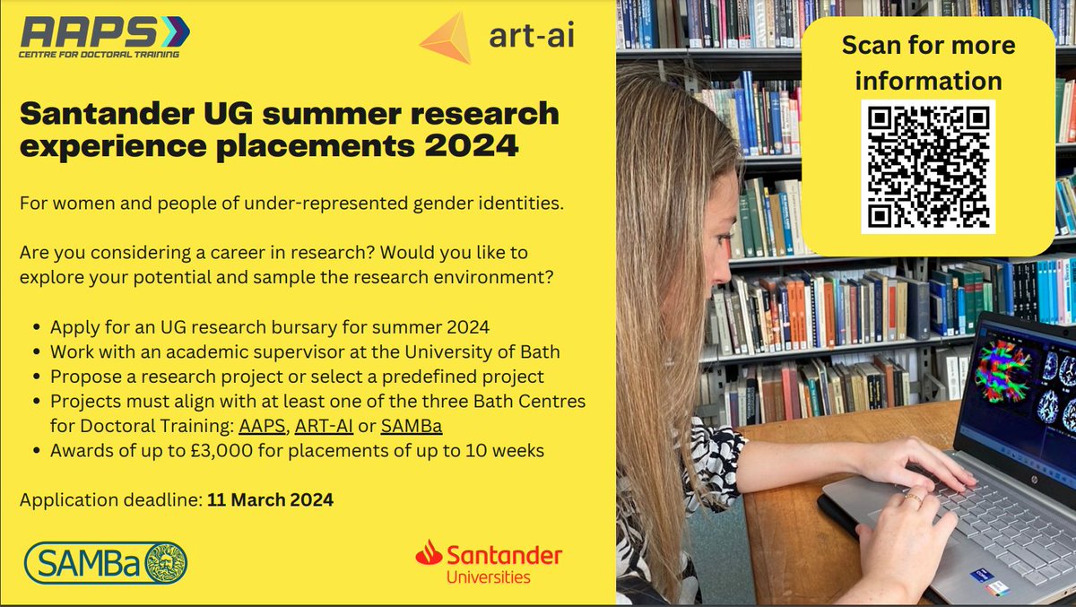 📣Are you an undergraduate at @UniofBath? 📣Considering a career in research? 📣Would you like to explore the research environment? If yes, our summer research experience placements might be for you ⬇ 💻Find out more ➡ bath.ac.uk/campaigns/sant…✨ 🚨Deadline: 11 March 2024 🚨