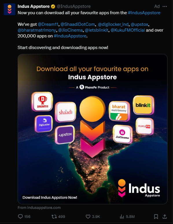 saswat_sarangi's tweet photo. Phonepe's latest launch
#EvilGoogle
#IndusAppstore https://t.co/p5P1g30iwj