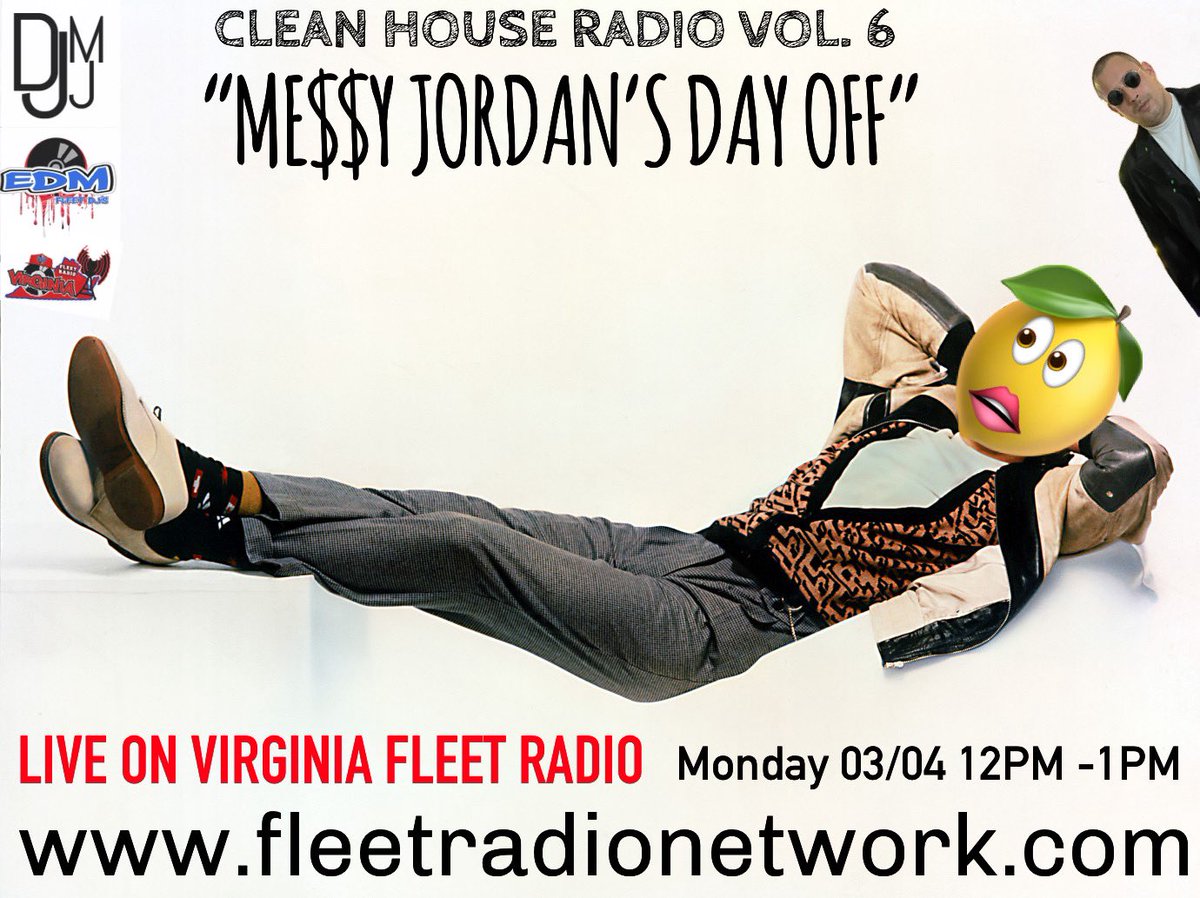 DJMessyJordan's tweet image. TODAY! From 12PM - 1PM (eastern)
Tune into VIRGINIA FLEET RADIO on the FLEET RADIO NETWORK for DJ MESSY JORDAN “Clean House Radio Vol. 6, Messy Jordans Day Off”! Don’t miss this new 🔥 mix by FLEET DJS own DJMJ! 

#fleetdjs #fleetedmdiv #vafleetdjs #vafleetradio #housemusic