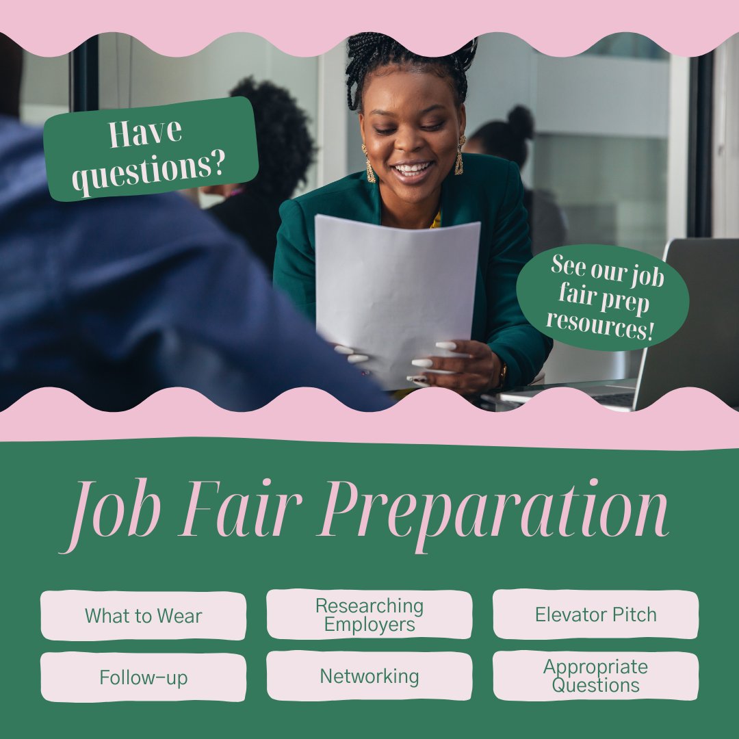 Are you attending the upcoming #GradJobFair? 😎✨ Make sure to check out the resources listed on our Linktree - answering all your questions about what to wear, how to network, and questions that you can ask employers! linktr.ee/slccareerservi…

#CareerServices #jobfair #students