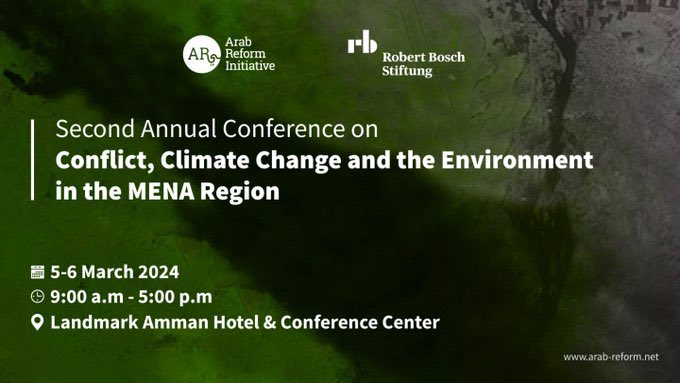Looking forward to participating in the @ArabReform_ARI @BoschStiftung 2nd annual conference on Conflict Climate Change and the Environment in the MEMA region. #ClimateChange #Iraq #Kurdistan Region. More info & registration ➡️ arab-reform.net/event/second-a…