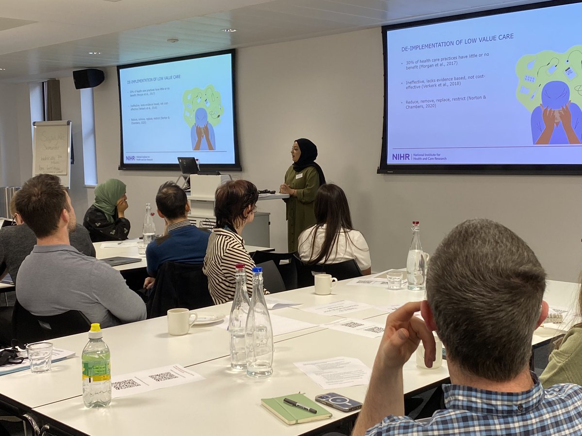 #SafetyNetPhD event: we’re now hearing from Qandeel Shah on her study: De-implementing low value practices in mental health care: A rapid ethnographic study of observations #patientsafety #nihr #SafetyNet