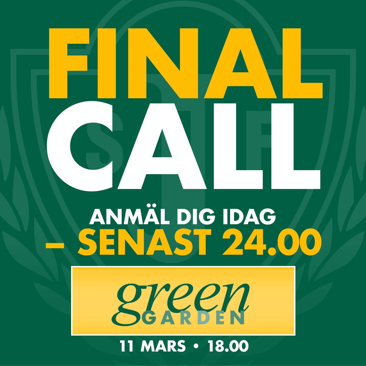 Om en vecka är det äntligen dags för Green Garden.
Vill du träffa supportrar, fans, spelare, ledare och andra gröna, sköna människor är det här bästa arenan.

Vi utlovar gott häng helt enkelt, med mat, träffa spelare mm

Boka senast i dag. Vi ses!💚 

buff.ly/3OAlsLe