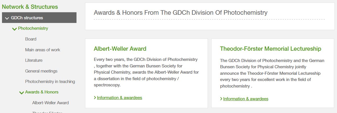 Do not forget to nominate outstanding PhD students who graduated recently for the Weller award and well-respected researchers in the #PhotoChem field for the Förster lectureship. Deadline: April 17;
Follow the link for details
en.gdch.de/network-struct…