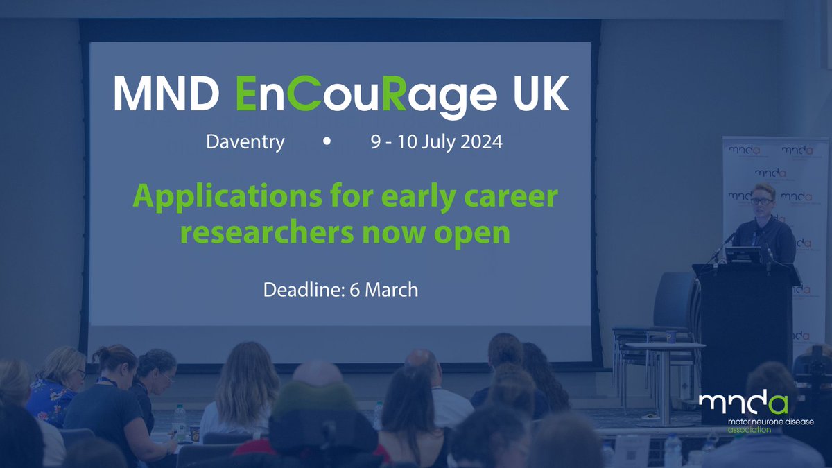 📣 Calling all #MND #ALS early career researchers! 📣 You only have 𝟐 𝐝𝐚𝐲𝐬 to apply for #MNDEnCouRageUK! 🗣 Opportunity to share your research 🤝 Network with peers and people affected by MND 🧾 Learn new skills Apply today! ⬇️ mndassociation.org/research/mnd-e…