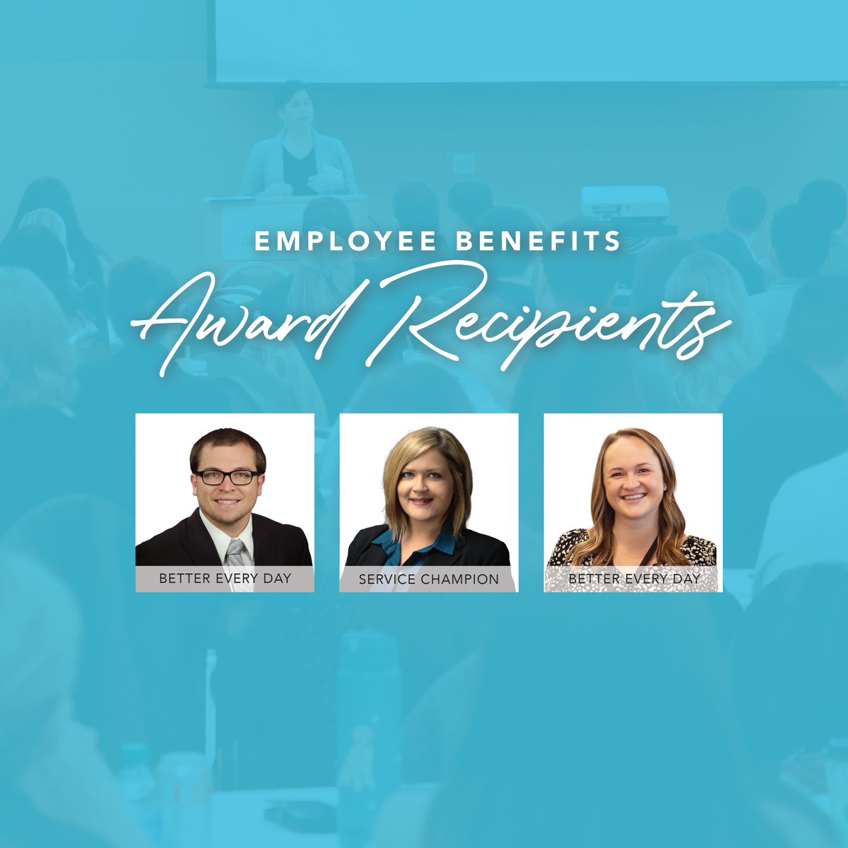 Join us in congratulating our Service Excellence Award recipients from our Employee Benefits division! These individuals were recognized for making a difference for our clients and team members. #BetterEveryDay