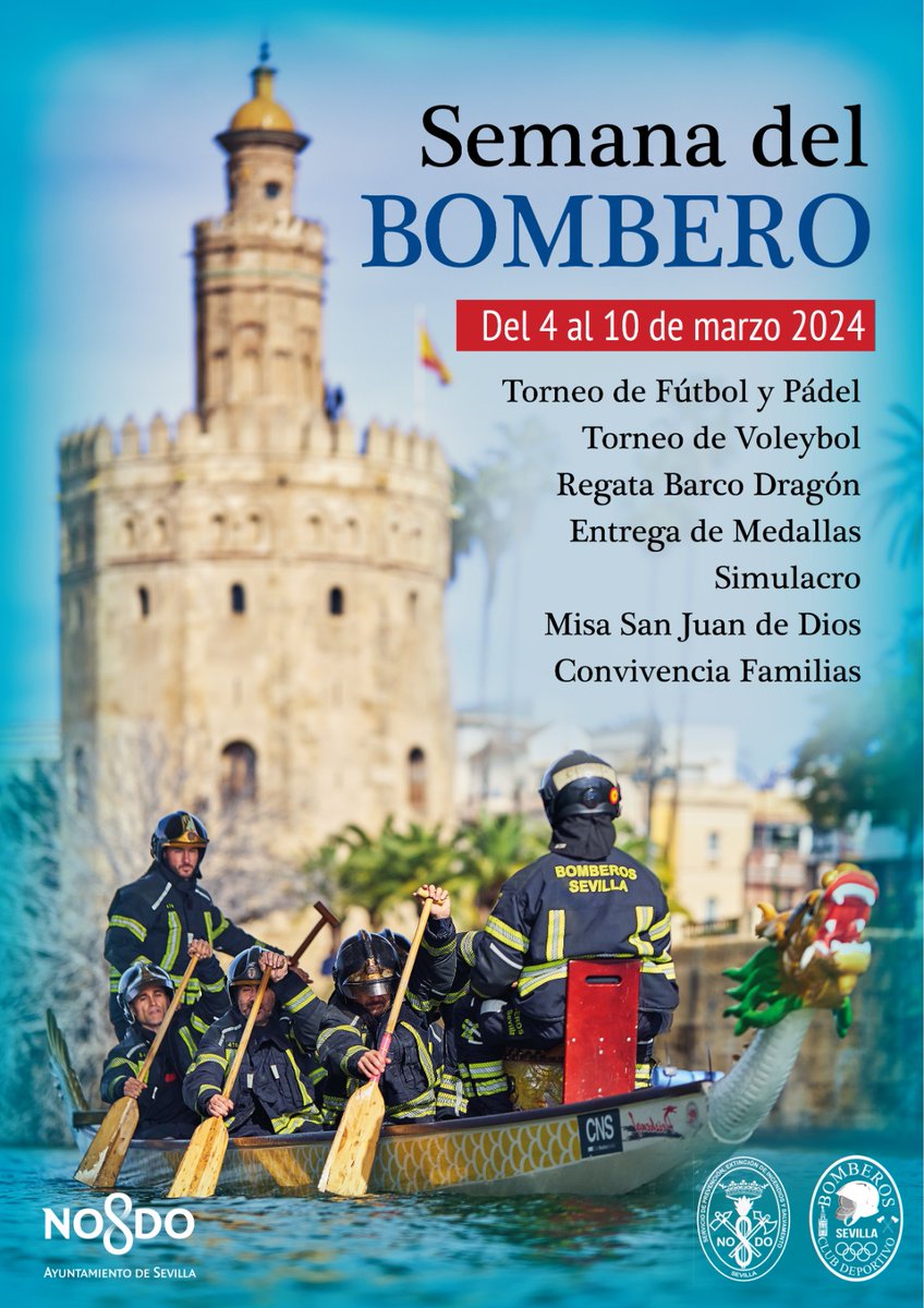 🚒Comienza la #SemanadelBombero en #Sevilla.
Del 4 al 10 de marzo celebraremos en nuestra Ciudad una serie de actos, competiciones deportivas, ejercicios, etc. con motivo de la festividad de nuestro Patrón San Juan de Dios.
Cc <a href="/CDBOMBEROSSVQ/">CDBS</a> 
#SeguridadCiudadana <a href="/Ayto_Sevilla/">Ayuntamiento de Sevilla</a>